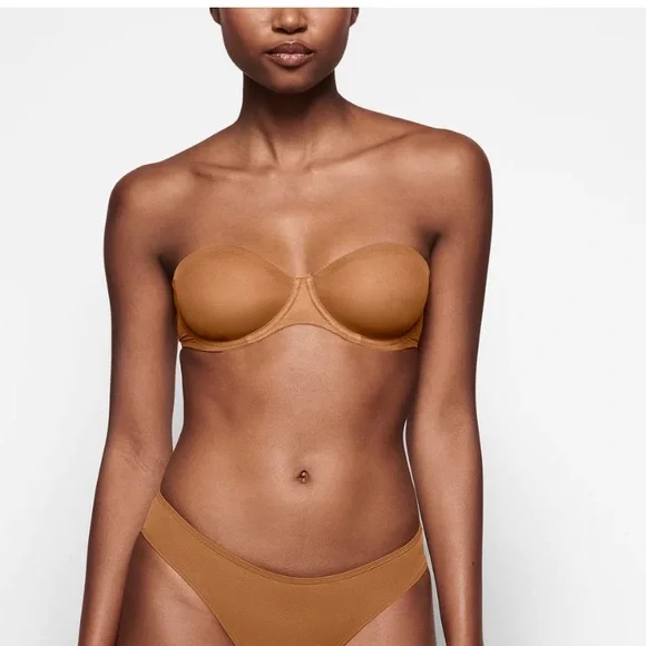 🧡SKIMS ULTRA FINE MESH STRAPLESS UNDERWIRE BRA IN BRONZE 34B - Picture 2 of 6